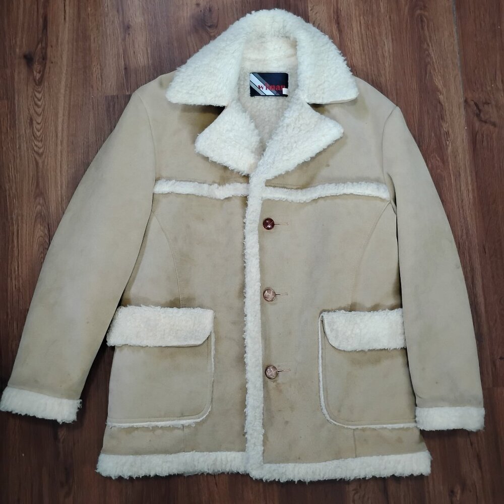 Vintage Wiman Faux-Suede Rancher Sherpa Lined Coat Jacket